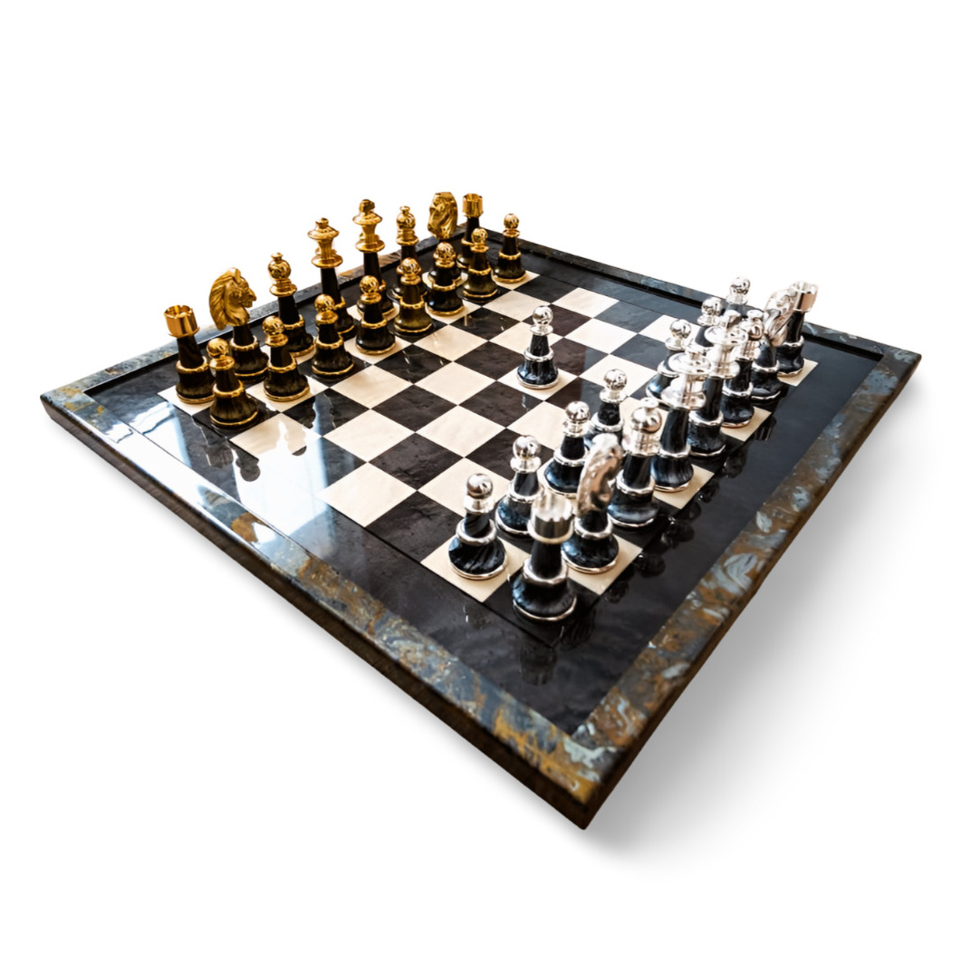 Luxusná šachová súprava Staunton Fantasy s briárovou šachovnicou