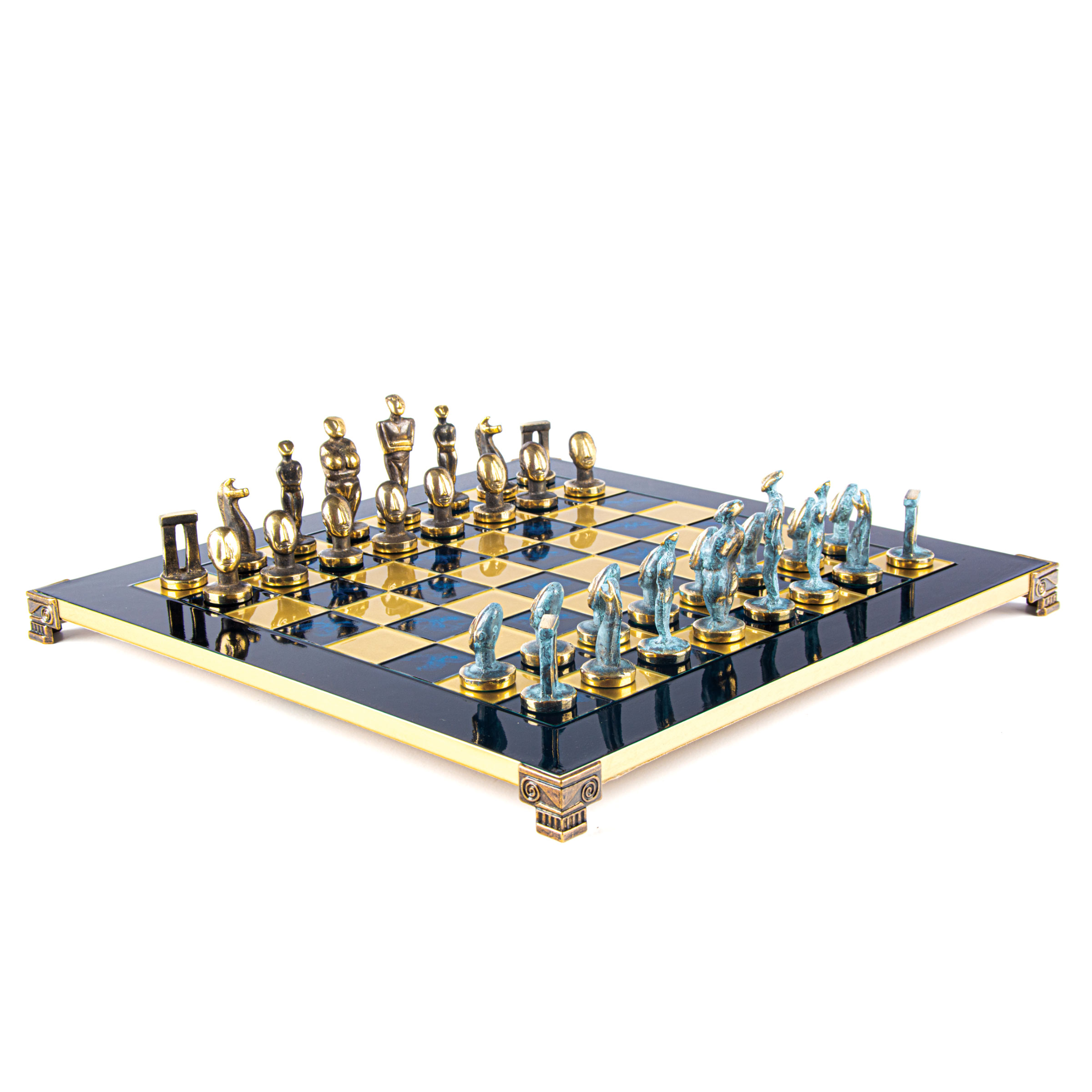 Kykladská šachová súprava modrá hnedá