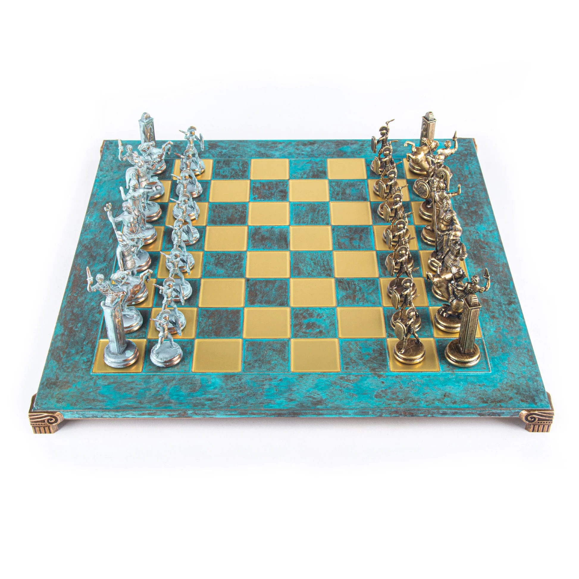 Šachová súprava Staroveké Grécko modrá a bronzová
